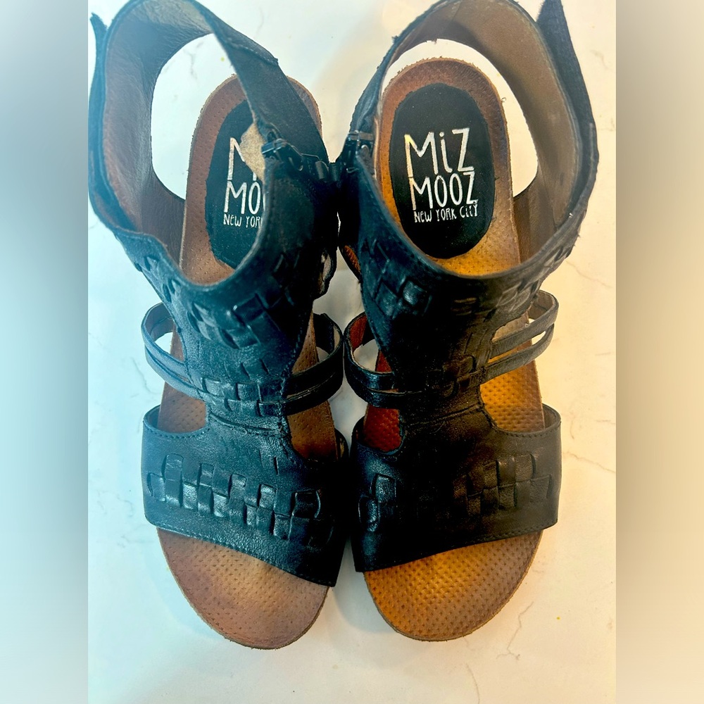 Miz Mooz Black Calico Sandals size 41